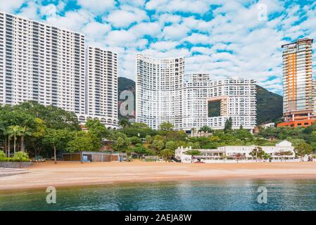 Plage vide par Repulse Bay. Hong Kong. Banque D'Images