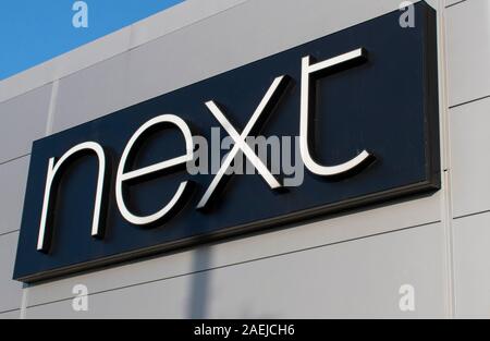 Bognor Regis, West Sussex, UK, le 09 décembre 2019. Next Fashion Store Se connecter dans le retail park de Bognor Regis. Banque D'Images