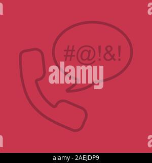 Parlons couleurs téléphone offensive icône linéaire. La malédiction. Combiné avec l'intérieur de mots jurons censurés chat bulle. Fine ligne contours symboles sur color backgroun Illustration de Vecteur