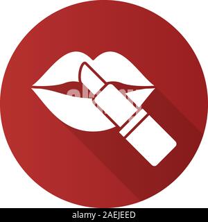 Le rouge à lèvres avec les lèvres de la femme. Modèle plat, ombre portée de l'icône de glyphe. Silhouette Vector illustration Illustration de Vecteur
