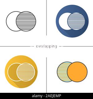 Icône symbole qui se chevauchent. Modèle plat, linéaire et de couleurs. Métaphore abstraite de convergence. Illustrations vectorielles Illustration de Vecteur