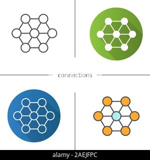 Icône Connexions. Modèle plat, linéaire et de couleurs. Interaction abstract métaphore. La structure. Illustrations vectorielles Illustration de Vecteur
