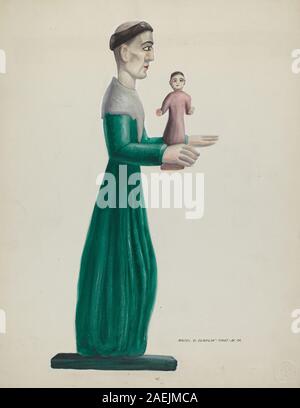 Majel G Claflin, en bois sculpté et peint Santo (St Joseph), 1935-1942 en bois sculpté et peint Santo (St. Joseph) ; 1935/1942 Banque D'Images