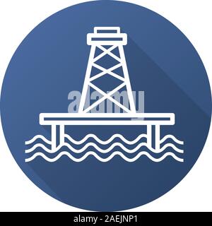 La mer au large des côtes plates linéaires et ombre portée de l'icône. Symbole Description vectorielle Illustration de Vecteur