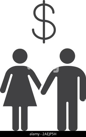 Le budget de la famille icône glyphe. Symbole de Silhouette. L'homme et la femme avec nous signe dollar ci-dessus. L'espace négatif. Vector illustration isolé Illustration de Vecteur