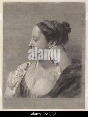 Gravure de Marco Alvise Pitteri d'après Giovanni Battista Piazzetta représentant une jeune femme de profil, montrant les traits du visage, les cheveux, la posture et le style vénitien du XVIIIe siècle. Banque D'Images