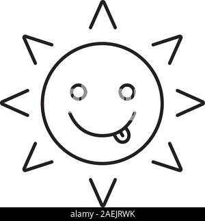Langue smiley emoticon fine ligne visage vector illustration Image ...
