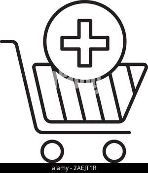 Pharmacie shopping icône linéaire. D'excellente réputation. Fine ligne illustration. Panier avec croix symbole médical contour. Dessin vectoriel aperçu isolés Illustration de Vecteur