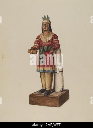 Ce magasin de cigares indien de Marius Hansen, fabriqué entre 1935 et 1942, est une figure en bois sculpté traditionnellement utilisée comme publicité de magasin, reflétant l'artisanat du milieu du XXe siècle et l'iconographie culturelle. Banque D'Images