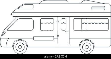 Maison sur roues Icône. Concept pour l'extérieur et randonnée Voyage. Décrire le style. Symbole de voyage, logo, icône et d'un insigne. Vector illustration simple. Illustration de Vecteur