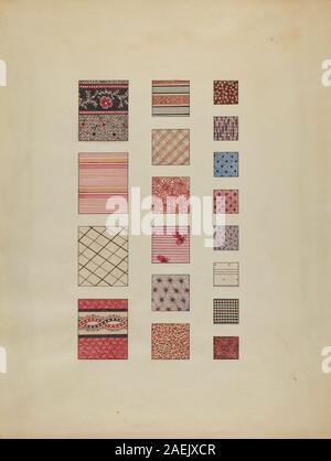 Tissus de coton imprimés créés par Martha Reed vers 1937, montrant des motifs textiles, l'application des couleurs, la texture des matériaux et des motifs décoratifs typiques des textiles du début du XXe siècle. Banque D'Images