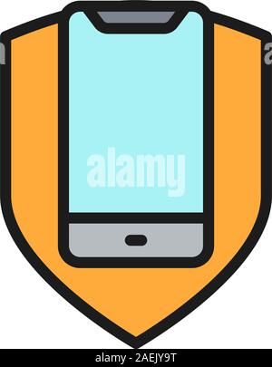 Téléphone avec écran thermique, protection smartphone télévision l'icône de la ligne de couleur. Illustration de Vecteur