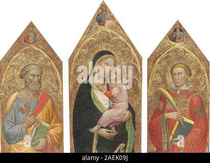 Martino di Bartolomeo, Vierge à l'enfant avec la bénédiction, le Christ et les Saints Peter, James Major, Anthony Abbott, et un diacre Saint (triptyque), c'1415-1420 vierge et l'enfant avec la bénédiction, le Christ et les Saints Peter, James Major, Anthony Abbott, et un diacre Saint [ensemble] triptyque ; c. 1415/1420 Banque D'Images
