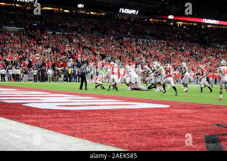 Indianapolis, Indiana, USA. 7 Décembre, 2019. au grand championnat NCAA football 10 jeu entre le Wisconsin Badgers & Ohio State Buckeyes au Lucas Oil Stadium à Indianapolis, Indiana. JP Waldron/Cal Sport Media/Alamy Live News Banque D'Images