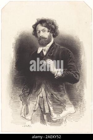 Paul Gavarni, Autoportrait avec une cigarette, 1842 Autoportrait avec une cigarette ; 1842date Banque D'Images