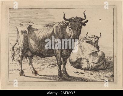 Paulus Potter, une vache debout et un autre couché, 1650 Une vache debout et un autre couché ; date de 1650 Banque D'Images