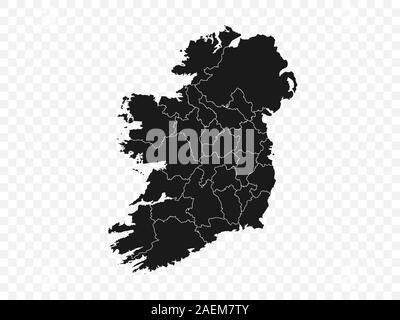 Carte d'Irlande sur fond transparent. Vector illustration. Illustration de Vecteur