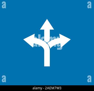 Flèche, trois cours, l'icône de direction. Vector illustration design plat, Illustration de Vecteur