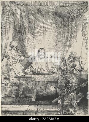 Rembrandt van Rijn, le Christ à Emmaüs - la grande plaque, 1654, le Christ à Emmaüs : la plus grande assiette ; date 1654 Banque D'Images