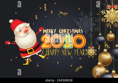 Bonne Année 2020 - Nouvel An arrière-plan lumineux avec le père noël Illustration de Vecteur
