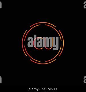 Lettre avec logo CU initial d'affaires moderne créative Typographie Vector Modèle. Résumé de création logo CU Lettre vecteur. Illustration de Vecteur