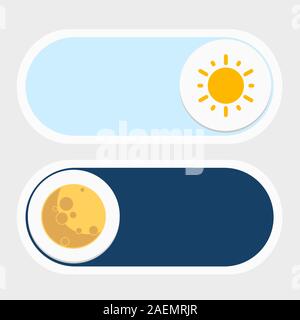 Concept de commutateur d'interface gadget à jour et le mode Nuit et symbole de l'interface utilisateur. Modes jour et nuit. Vecteur sur Off. Illustration de Vecteur