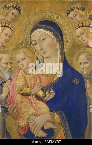 Sano di Pietro, vierge et l'enfant avec saint Jérôme, Saint Bernardino, et les Anges, c 1460-1470, vierge et l'enfant avec saint Jérôme, Saint Bernardino, et les anges ; c. 1460/1470 Banque D'Images