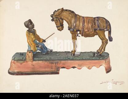 Cette banque de mules en fonte de Sarkis Erganian, créée vers 1941, est une banque de monnaie en forme de mule. Il montre le moulage de métal détaillé, la surface peinte et le design fonctionnel reflétant le folk américain du début du XXe siècle Banque D'Images