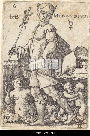 Cette gravure de Sebald Beham représente Mercure, le Dieu romain du commerce et de la communication. Il montre une figure humaine avec des sandales ailées et un caducée, reflétant la gravure allemande du début du XVIe siècle. Banque D'Images