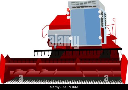 Moissonneuse-batteuse, sur un fond blanc Illustration de Vecteur