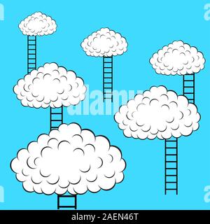Les nuages avec des escaliers, vector illustration Banque D'Images