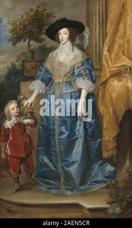 Sir Anthony Van Dyck, reine Henrietta Maria avec Sir Jeffrey Hudson, 1633, reine Henrietta Maria avec Sir Jeffrey ; Hudson date de 1633 Banque D'Images