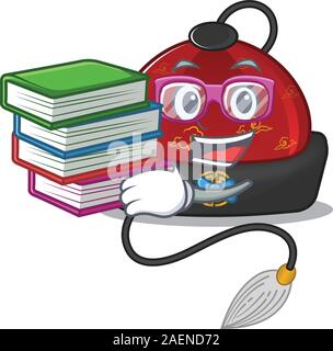 Avec des étudiants chinois traditionnel livre hat mascot cartoon character style Illustration de Vecteur
