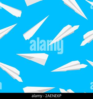 White Paper Planes, papier peint sans couture, vector illustration Illustration de Vecteur