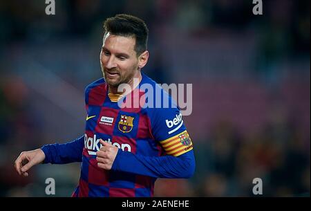 Barcelone, Espagne. 07Th Dec, 2019. Lionel Messi de Barcelone réagit au cours de la Primera Division espagnole 'Liga Santander (Espanola)' match entre FC Barcelone vs RCD Mallorca au Camp Nou à Barcelone, Espagne, 07 décembre 2019. Crédit : Pablo Morano/ AFLO/Alamy Live News Banque D'Images