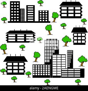 Différents types de maisons et immeubles - Vector Illustration Illustration de Vecteur