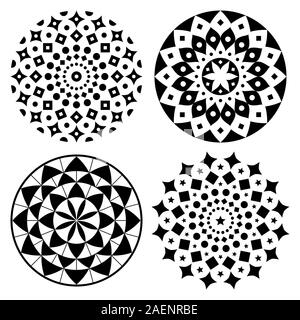 Vector pattern set, Mandala zen yoga, design bohème ethnique asiatique dessin en noir et blanc Illustration de Vecteur