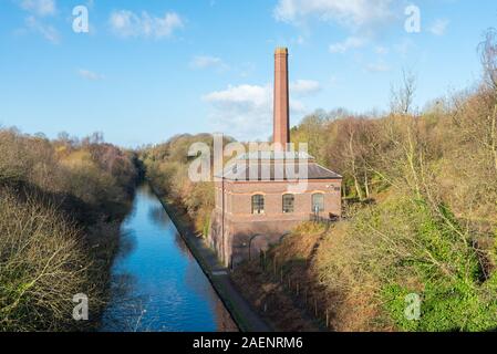 Galton Valley Station de pompage à Smethwick, Midlands de l'eau pompée à partir de la nouvelle ligne principale de l'ancien canal jusqu'à la ligne principale de canal Banque D'Images