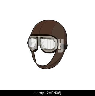 Casque de pilote. Le capitaine de l'avion hat avec des lunettes. Vector illustration. Illustration de Vecteur