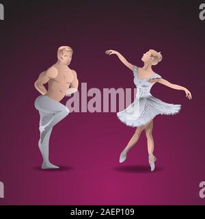 Couple dancing Ballet sur fond isolé. Image vectorielle Illustration de Vecteur