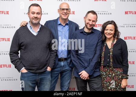 Richard Frais, Harlan Coben, Danny Brocklehurst et Nicola Schindler assistant à l'étranger - d'origine Netflix Appuyez sur le dépistage, l'Hôtel de Soho, Londres. Banque D'Images