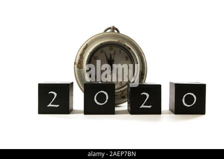 Presque twelfe o réveil à la nouvelle 2020 isolated on white Banque D'Images