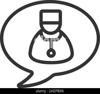 Consultation médicale icône linéaire. Fine ligne illustration. Bulle de chat avec un médecin. Symbole de contour. Dessin vectoriel aperçu isolés Illustration de Vecteur