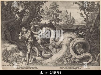 Atelier d'Hendrick Goltzius, après Hendrick Goltzius, le Dragon dévorant les compagnons de Cadmus, c 1615, le Dragon dévorant les compagnons de Cadmus ; années 1615 date Banque D'Images