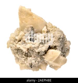 Scalenohedral la calcite et des cristaux de quartz (à partir de la Bulgarie) Banque D'Images