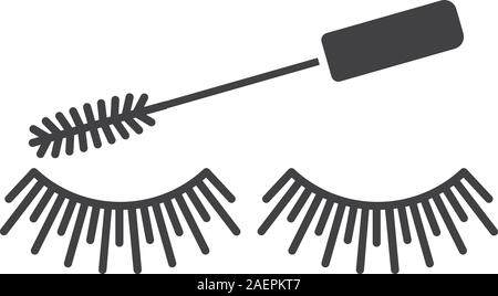 Mascara yeux icône glyphe. Symbole de Silhouette. L'espace négatif. Vector illustration isolé Illustration de Vecteur