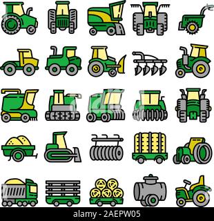 Le matériel agricole icons set. Contours ensemble d'icônes vectorielles matériel agricole pour la conception web isolé sur fond blanc Illustration de Vecteur