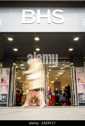 Store BHS, Oxford Street. La boutique de l'avant vers l'ex-British Home Stores department store à Londres quartier commerçant. Banque D'Images