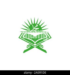 Coran livre saint de l'islam. Logo de l'éducation Étude musulmane. Ramadan Kareem eps 10. Illustration de Vecteur