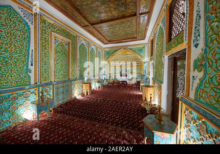 Salle du trône à l'intérieur de Kunya Ark, citadelle, Itchan-Kala, Khiva, Ouzbékistan, l'Asie centrale Banque D'Images